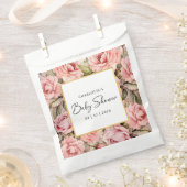 赤面バラフローラベビーシャワー フェイバーバッグ (クリップ留めされた状態)