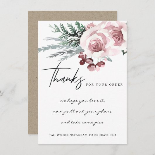 赤面バラフローラベリ企業のービジネスロゴ サンキューカード (正面/裏面)