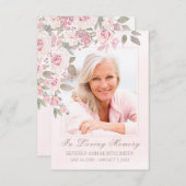 赤面バラフローラ写真葬儀記念カード 招待状 (正面/裏面)