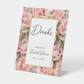 赤面バラフローラ水彩ブライダルシャワードリンク 台座サイン (正面)