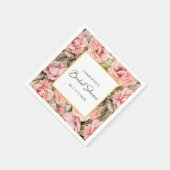 赤面バラフローラ水彩ブライダルシャワー スタンダードカクテルナプキン (角)
