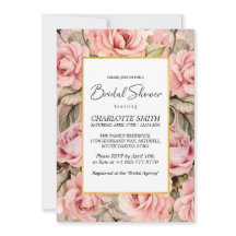 赤面バラフローラ水彩ブライダルシャワー