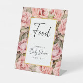 赤面バラフローラ水彩赤ちゃんシャワー食品 台座サイン (正面)