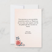 赤面バラフローラ結婚ズフラットサンキューカード (裏面)