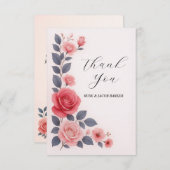 赤面バラフローラ結婚ズフラットサンキューカード (正面/裏面)