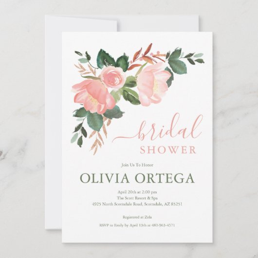 赤面バラブライダルシャワー招待 招待状 (正面)