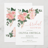 赤面バラブライダルシャワー招待 招待状 (正面/裏面)