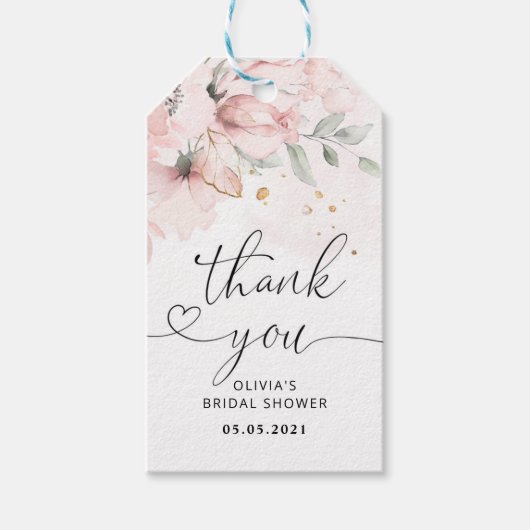 赤面バラブライダルメッセージカード。結婚ギフトラベル。 ギフトタグ (正面)