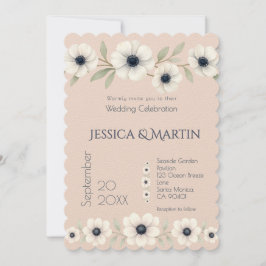 赤面バラブルーアイボリーアネモネタイムレス結婚ズ 招待状