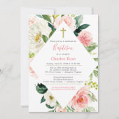 赤面バラベビーバプティスアンドブランチピンク&ホワイト 招待状 (正面)