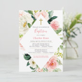 赤面バラベビーバプティスアンドブランチピンク&ホワイト 招待状 (スタンド正面)