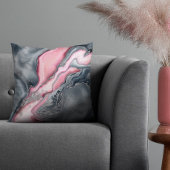 赤面バラマーブルパステルピンクス、グレーとシルバー クッション