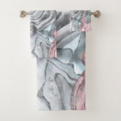 赤面バラマーブルパステルピンクス&シルバー バスタオルセット (インサイチュ)