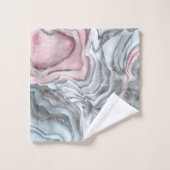 赤面バラマーブルパステルピンクス&シルバー バスタオルセット (ウォッシュタオル)