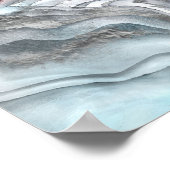 赤面バラマーブルパステルピンクス&シルバー ポスター (角)