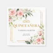 赤面バラユーカリ金ゴールドティアラ15歳の誕生日 スタンダードカクテルナプキン (正面)