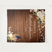 赤面バラランタンウッドブライダルシャワー背景 タペストリー (正面(横))