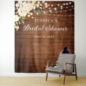 赤面バラランタンウッドブライダルシャワー背景 タペストリー (インサイチュ)