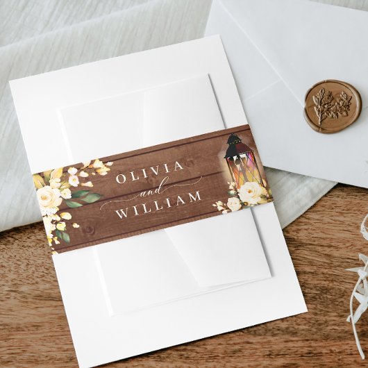 赤面バラランタン素朴ウッド結婚ズ 招待状ベリーバンド