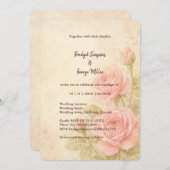 赤面バラロマンチックフローラヴィンテージウェディング 招待状 (正面/裏面)