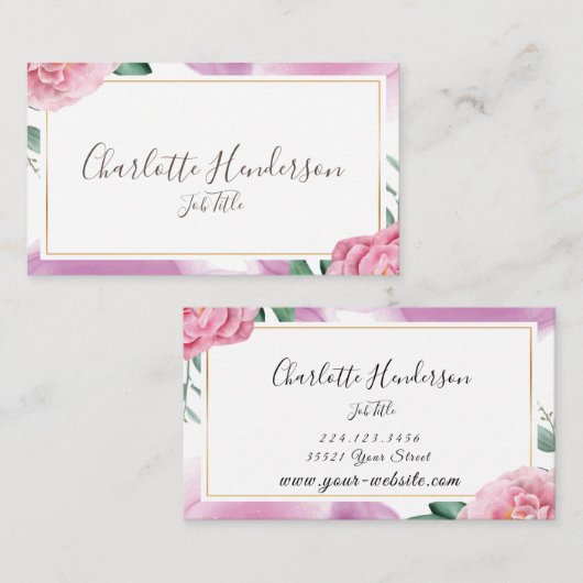 赤面バラ名刺 名刺 (正面/裏面)