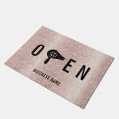 赤面バラ吹金ゴールドドライバーヘアサロンウェルカム ドアマット (アングル)