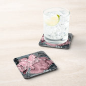赤面バラ大理石-パステルピンク、グレー、シルバー コースター (右側)