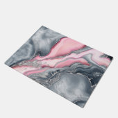 赤面バラ大理石-パステルピンク、グレー、シルバー ドアマット (アングル)