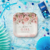 赤面バラ女の子ベビーシャワー ペーパープレート (パーティー)