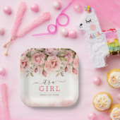 赤面バラ女の子ベビーシャワー ペーパープレート (パーティー)