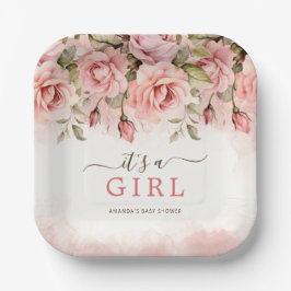 赤面バラ女の子ベビーシャワー ペーパープレート