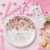 赤面バラ女の子ベビーシャワー ペーパープレート (パーティー)