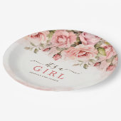 赤面バラ女の子ベビーシャワー ペーパープレート (アングル)