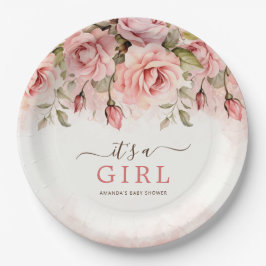 赤面バラ女の子ベビーシャワー ペーパープレート