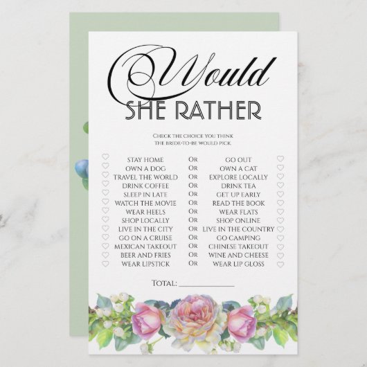 赤面バラ彼女はむしろブライダルシャワーゲーム (正面/裏面)