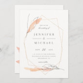 赤面バラ手描き水彩春の結婚式 招待状 (正面/裏面)