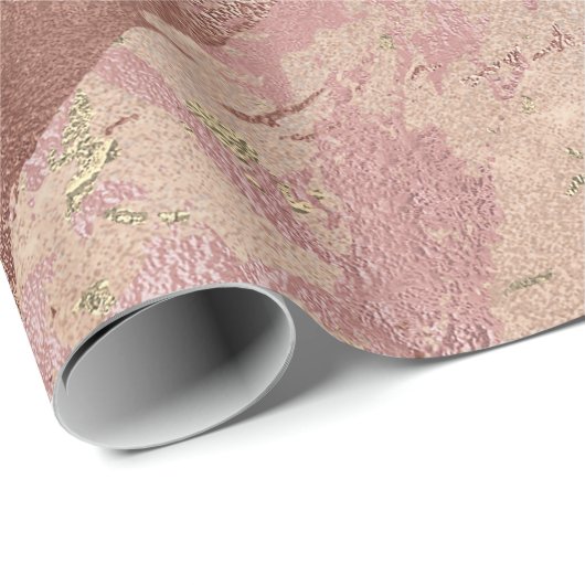 赤面バラ抽象芸術金ゴールドメタリックマーブルストローク ラッピングペーパー (ロールコーナー)