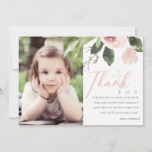 赤面バラ最初の聖餐会ありがとう写真 招待状 (正面)