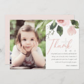 赤面バラ最初の聖餐会ありがとう写真 招待状 (正面/裏面)