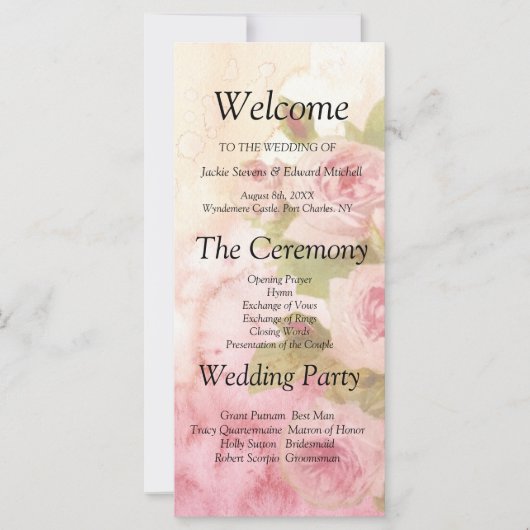 赤面バラ植物学結婚式 プログラム (正面)