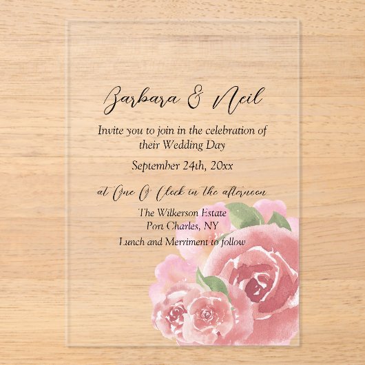 赤面バラ植物学 アクリル招待状 (正面)