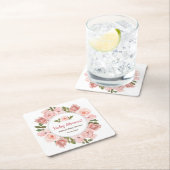 赤面バラ水カラーフローラベビーシャワー スクエアペーパーコースター (インサイチュ)