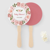 赤面バラ水カラーフローラベビーシャワー ハンドファン (正面&裏面)