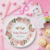 赤面バラ水カラーフローラベビーシャワー ペーパープレート (パーティー)