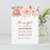 赤面バラ水カラーフローラベビーシャワー 招待状 (スタンド正面)