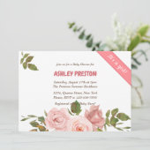 赤面バラ水カラーフローラベビーシャワー 招待状 (スタンド正面)