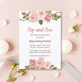 赤面バラ水カラーフローラベビーシャワー 招待状