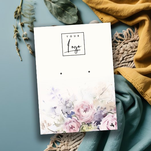 赤面バラ水彩フローライヤリングロゴ表示 名刺