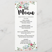 赤面バラ水彩フローラ結婚のメニュー