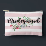 赤面バラ水彩フローラ結婚の花嫁 アクセサリーポーチ<br><div class="desc">赤面バラ水の色の結婚フローラのパーソナライズされた花嫁メイクアップクラッチとバラと牡丹の花とおもしろいのブモダンラシフォント。私の店をチェックし結婚て、このデザインのためのスイート全体！</div>